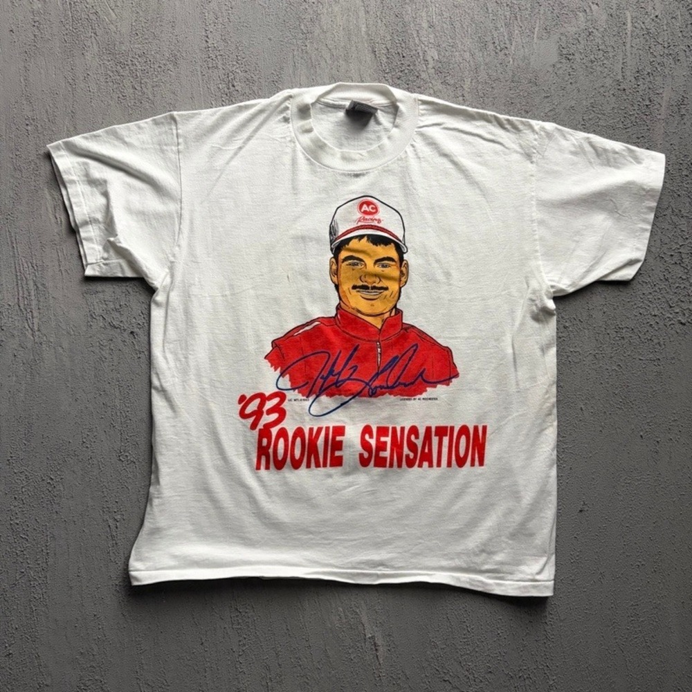 Vintage Jeff Gordon Shirt XL White 1990s Rookie Sensation Racing Nascar